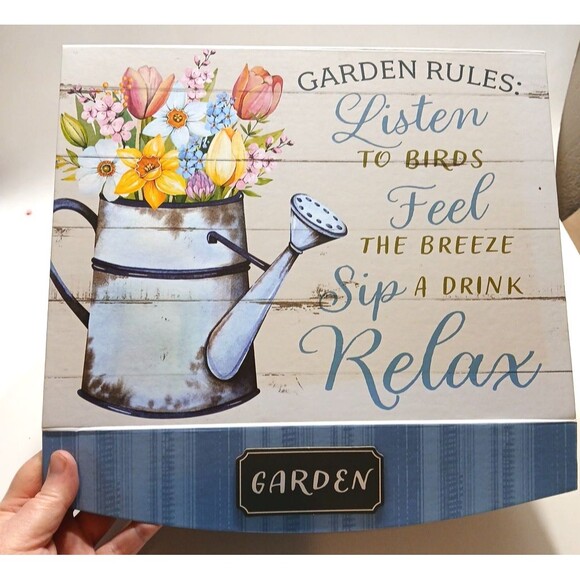 Decorative Gift Box Garden Rules Hook And Loop Closure Flowers Relax Cottage - Picture 3 of 11